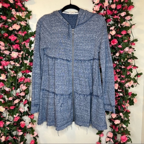 Mystree Sweaters - Mystree Blue Boho Eccentric Full Zip Jacket Lagenlook Womens Small Flowy Womens